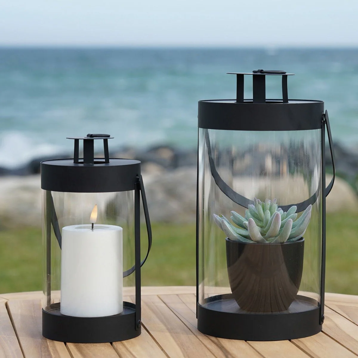 2-pk Bondi lanterne glass og metall sort - Image 2
