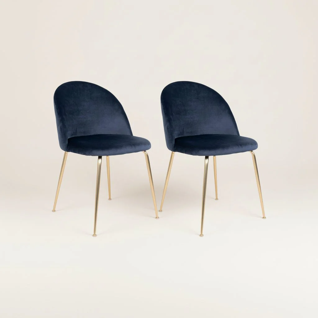 2-pk Geneve velvet blå spisestol
