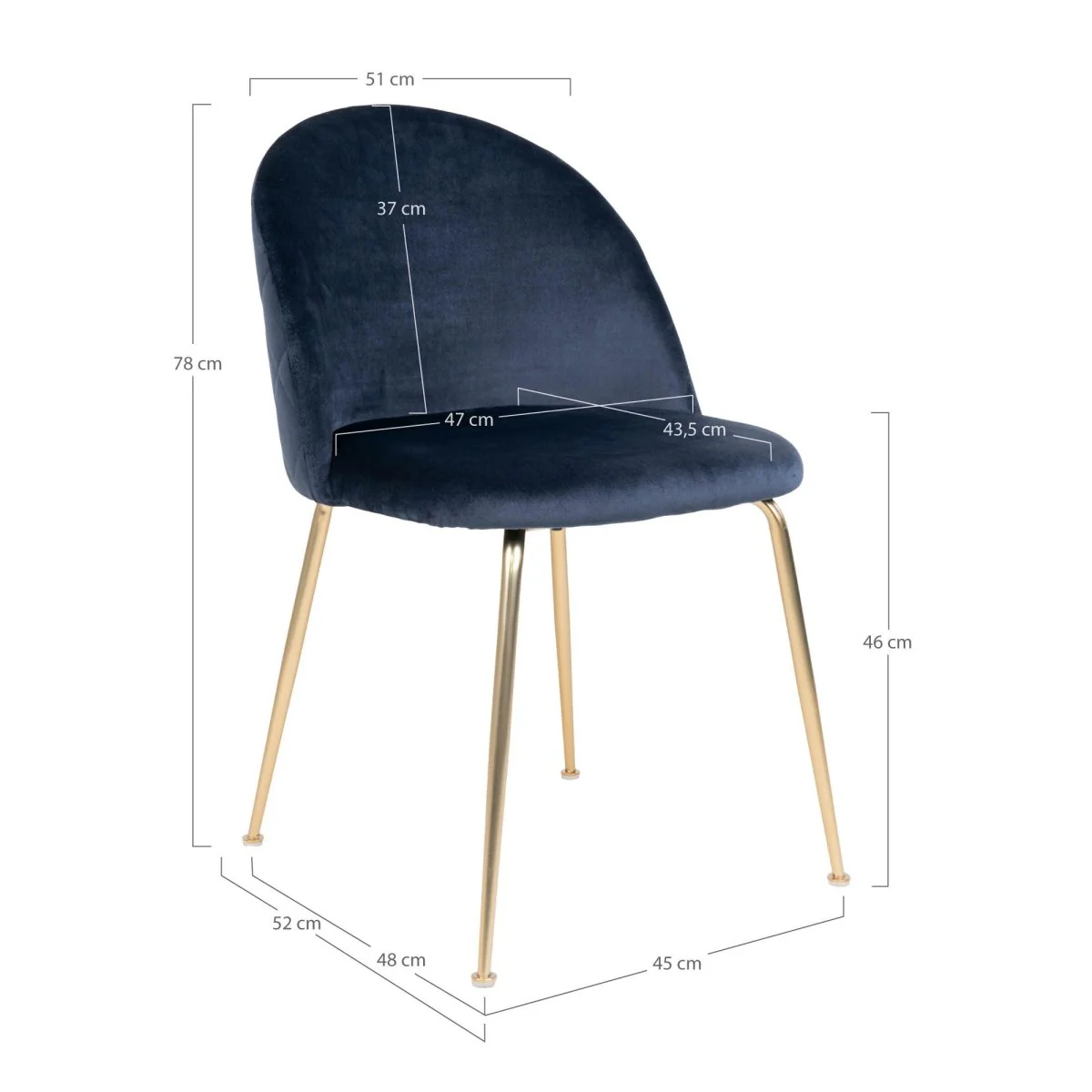 2-pk Geneve velvet blå spisestol - Image 6