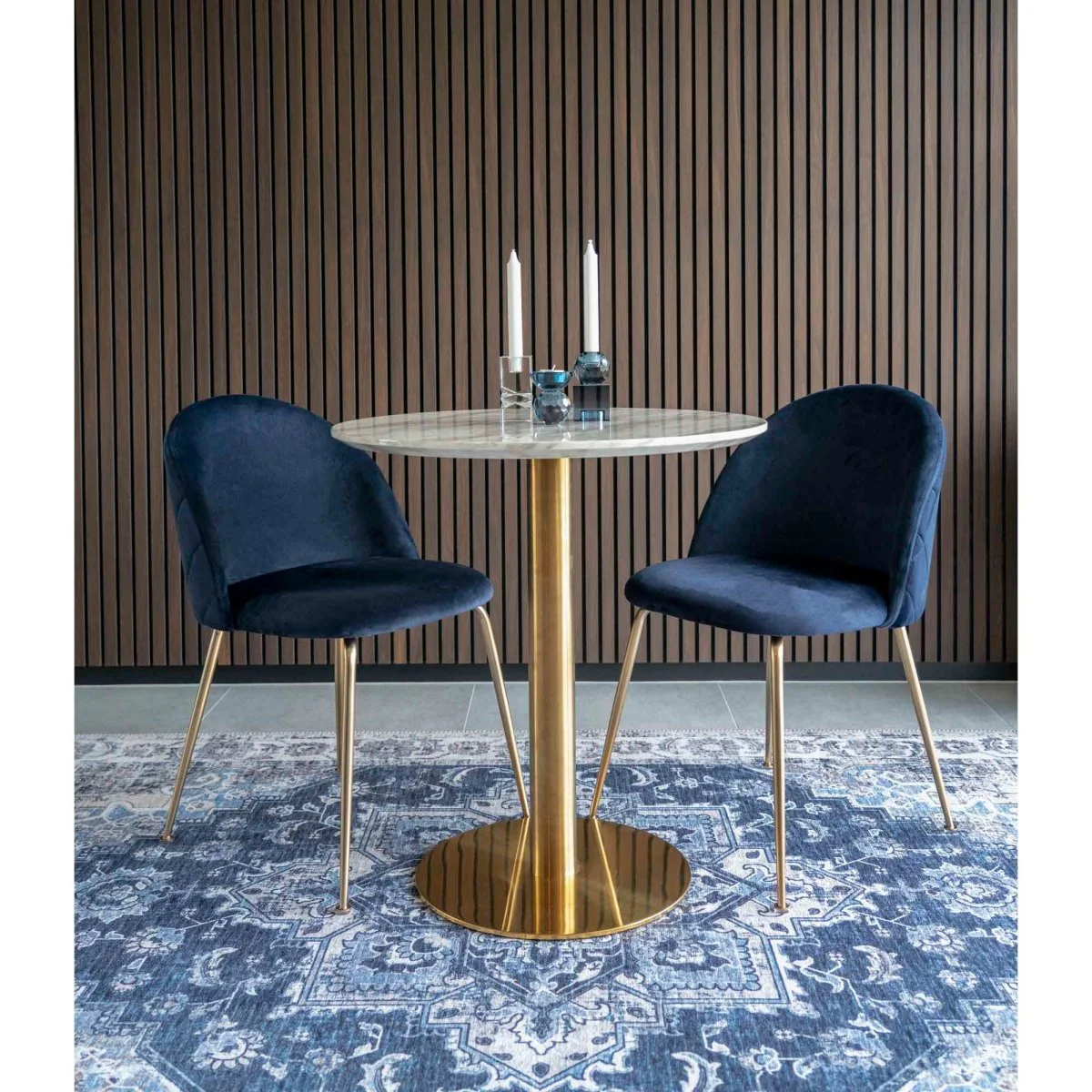 2-pk Geneve velvet blå spisestol - Image 9
