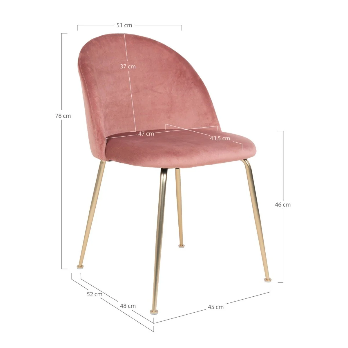 2-pk Geneve velvet rosa/messing spisestol - Image 3