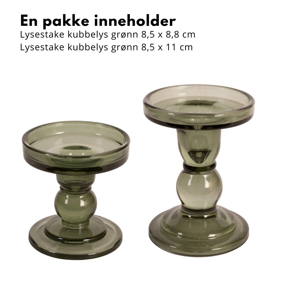 2-pk Lysestaker kubbelys 8,8 cm + 11 cm - Image 2