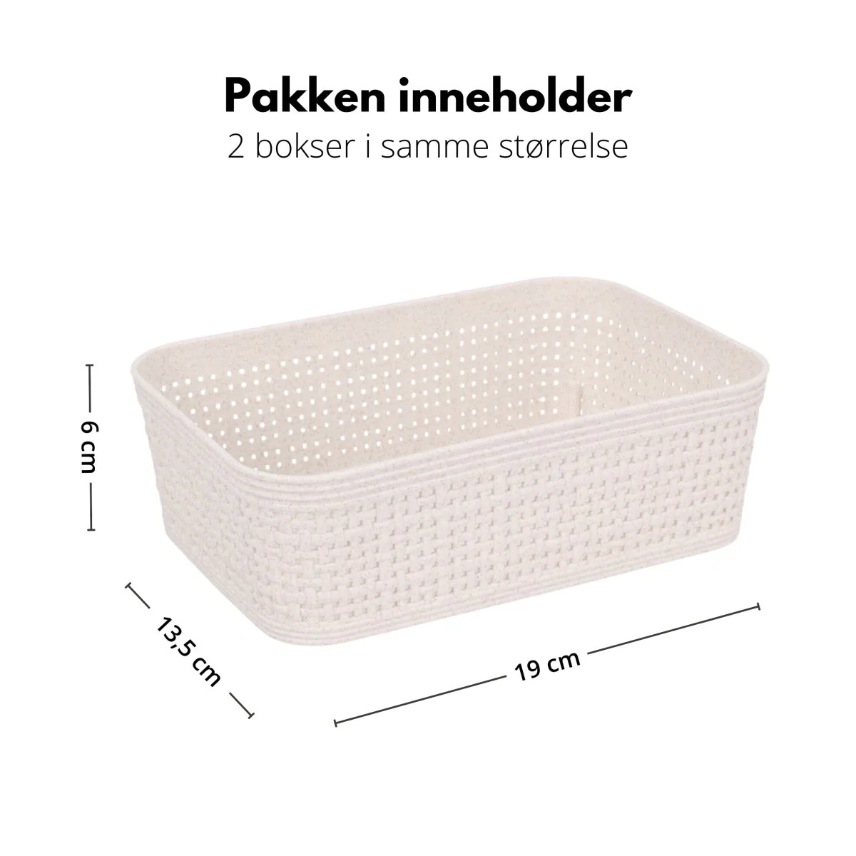 2-pk Oppbevaringskurv sandfarget 19 x 13,5 x 6 cm - Image 6
