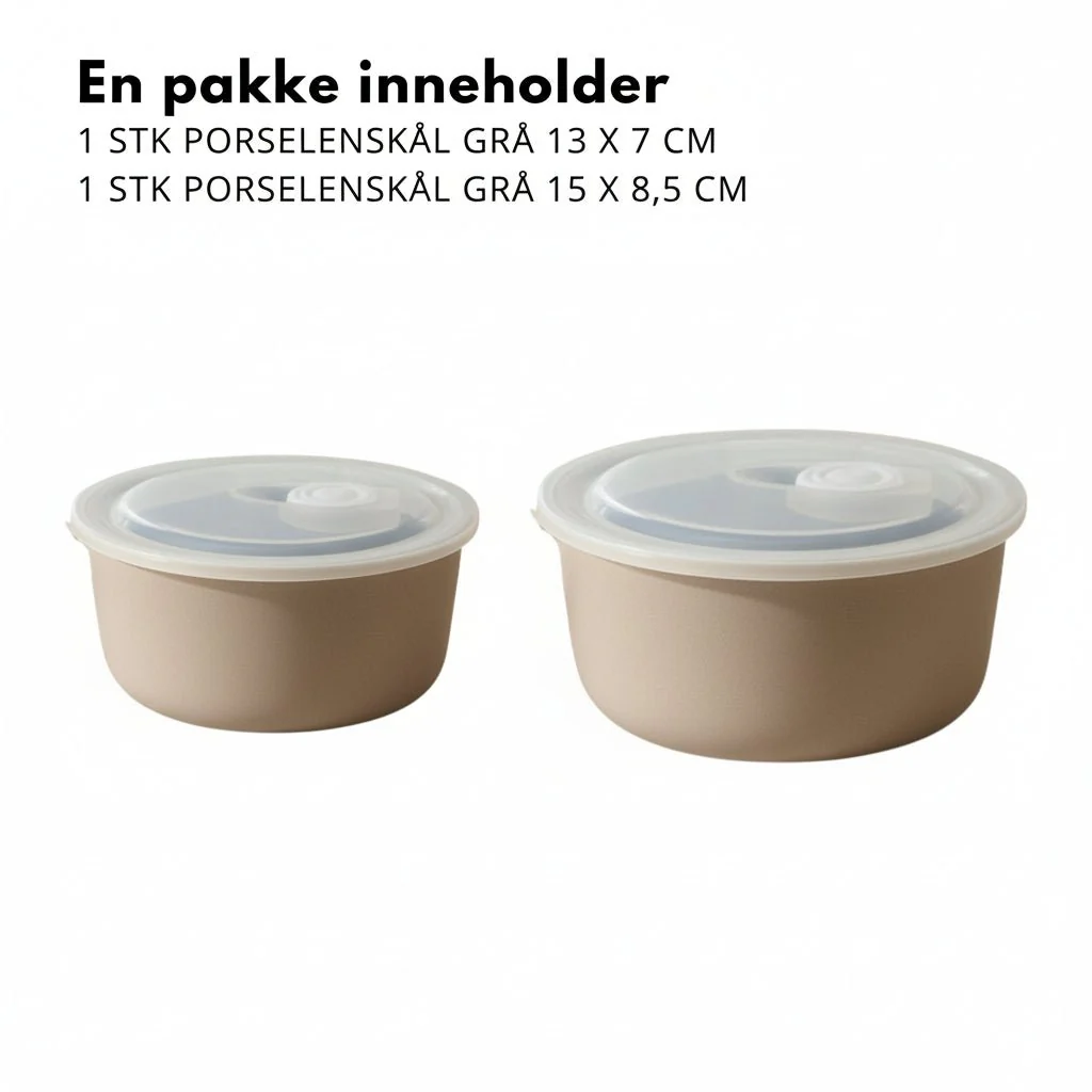 2-pk Porselenskål med lokk og ventil beige - Image 2