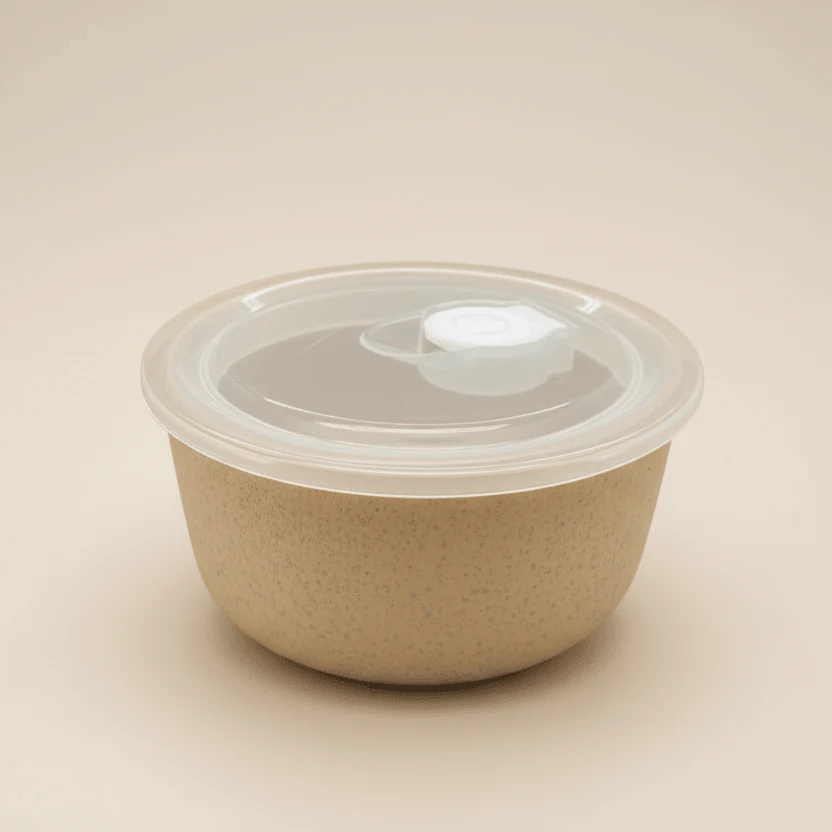 2-pk Porselenskål med lokk og ventil beige - Image 3