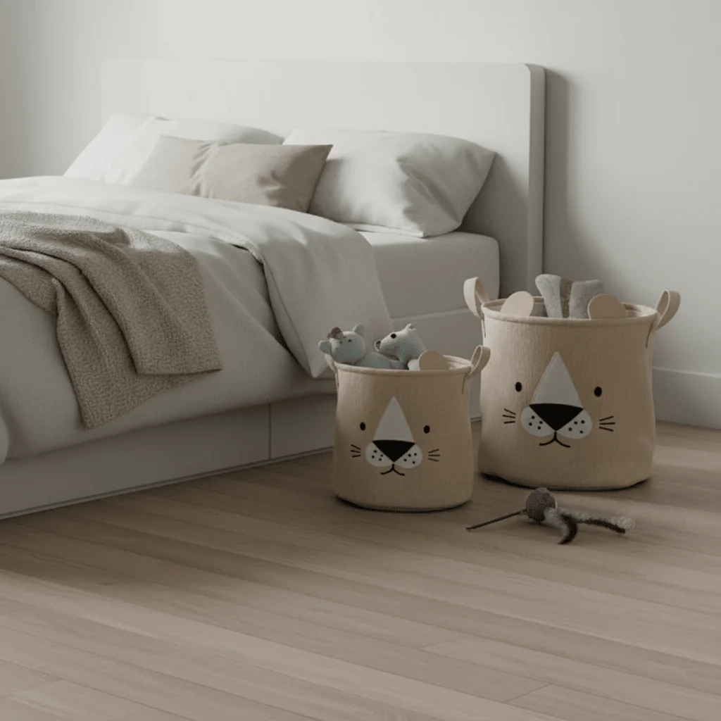 2-pk Stoffkurv med dyremotiv beige - Image 2