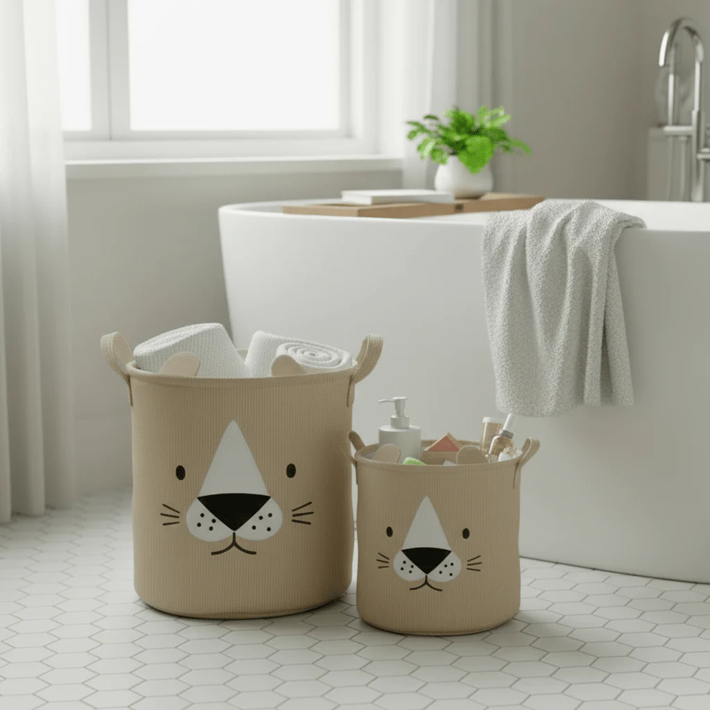 2-pk Stoffkurv med dyremotiv beige - Image 4