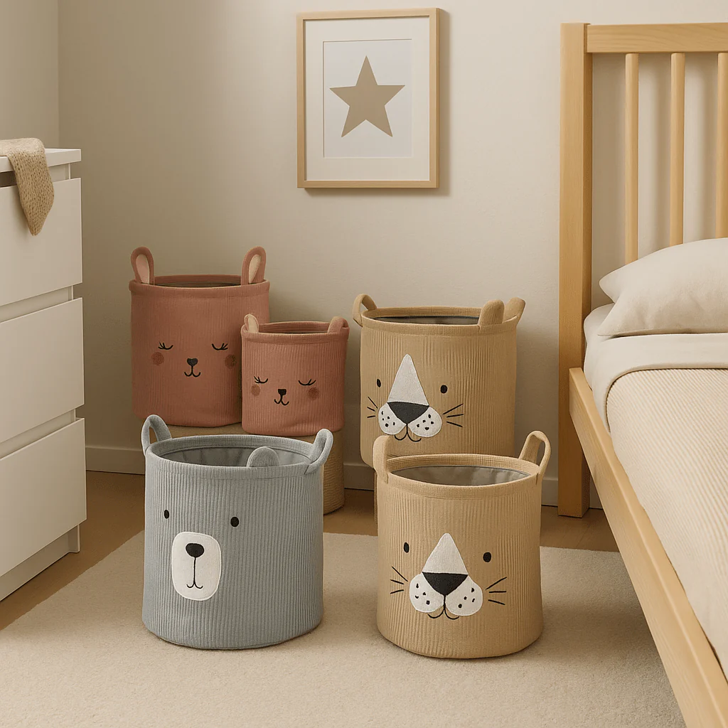 2-pk Stoffkurv med dyremotiv beige - Image 5