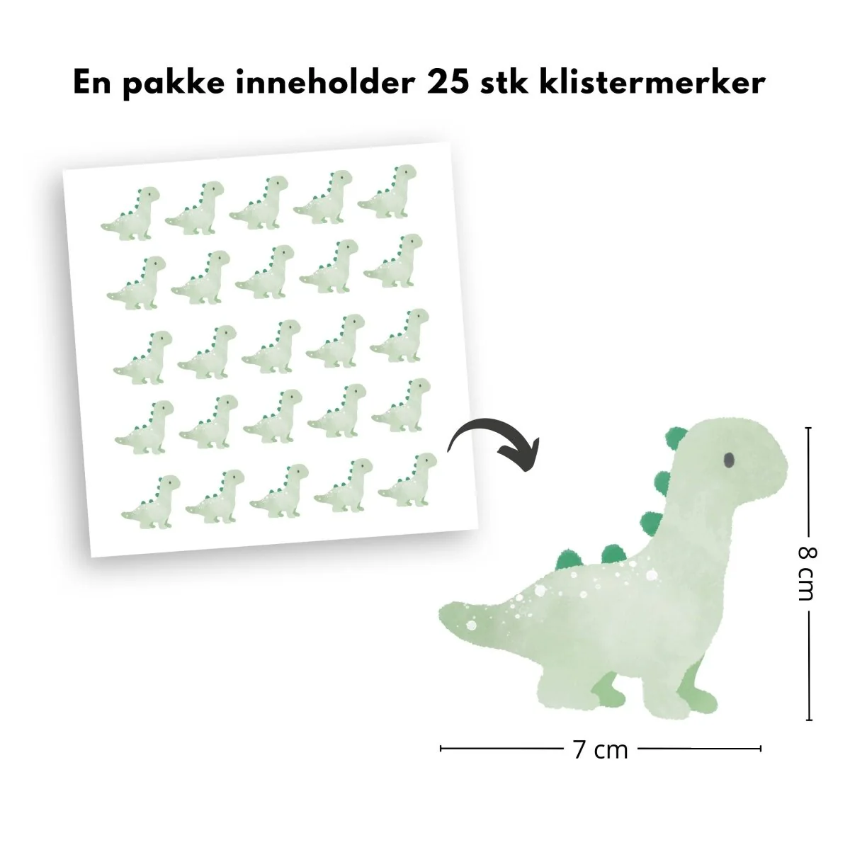 25-pk Dino klistremerker, grønn - Image 2