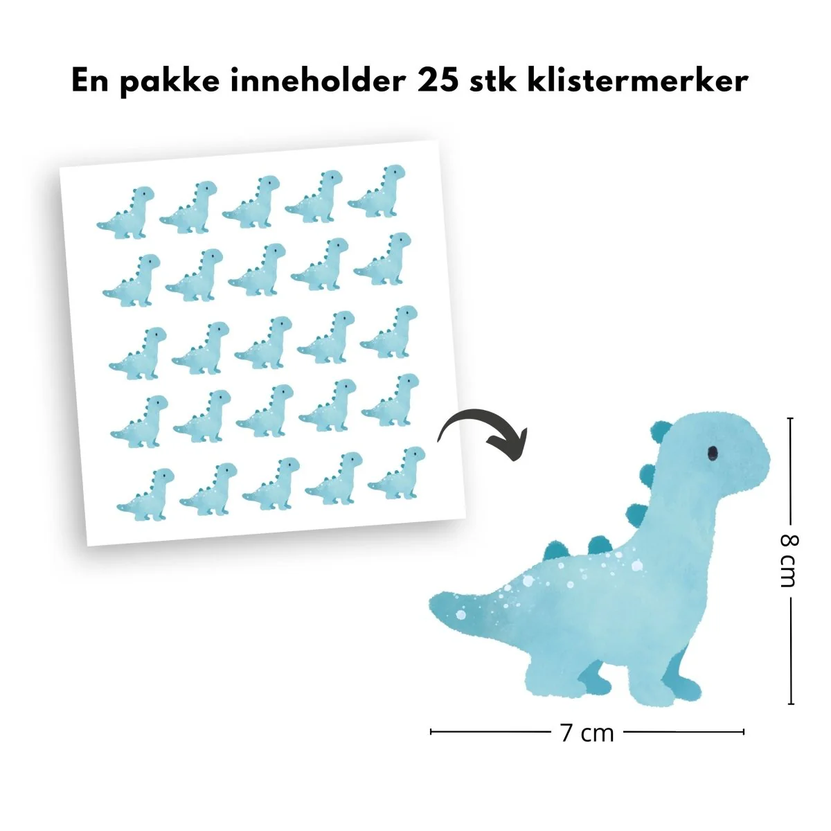 25-pk Dino klistremerker, turkis - Image 2