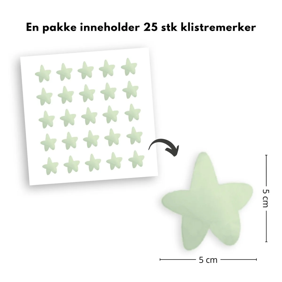 25-pk stjerner klistremerker, grønn - Image 2