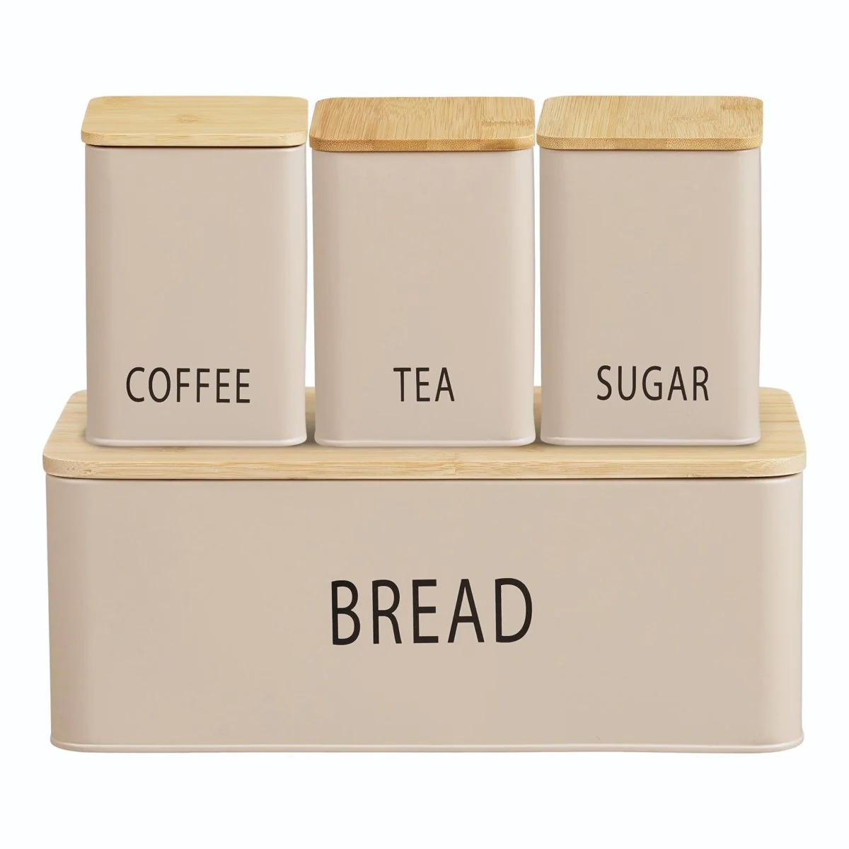 4-pk oppbevaringsbokser til kjøkken, beige - Image 6