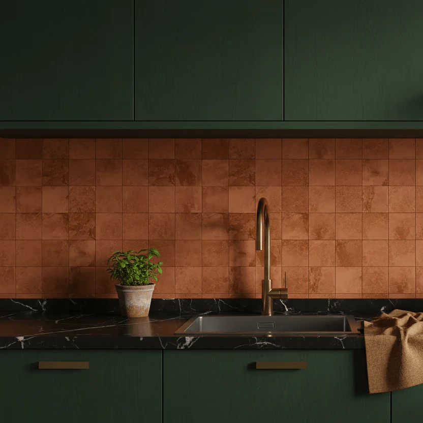 8-pk Bodø rust selvklebende fliser terrakotta betonglook 40 x 40 cm