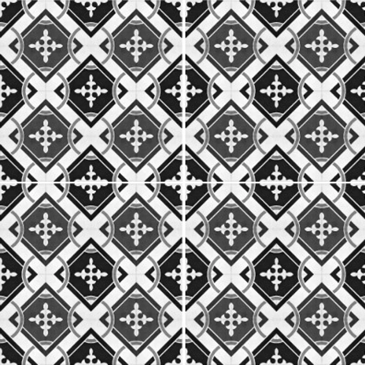 8-pk Isadora selvklebende fliser sort hvit mønster 40 x 40 cm - Image 7