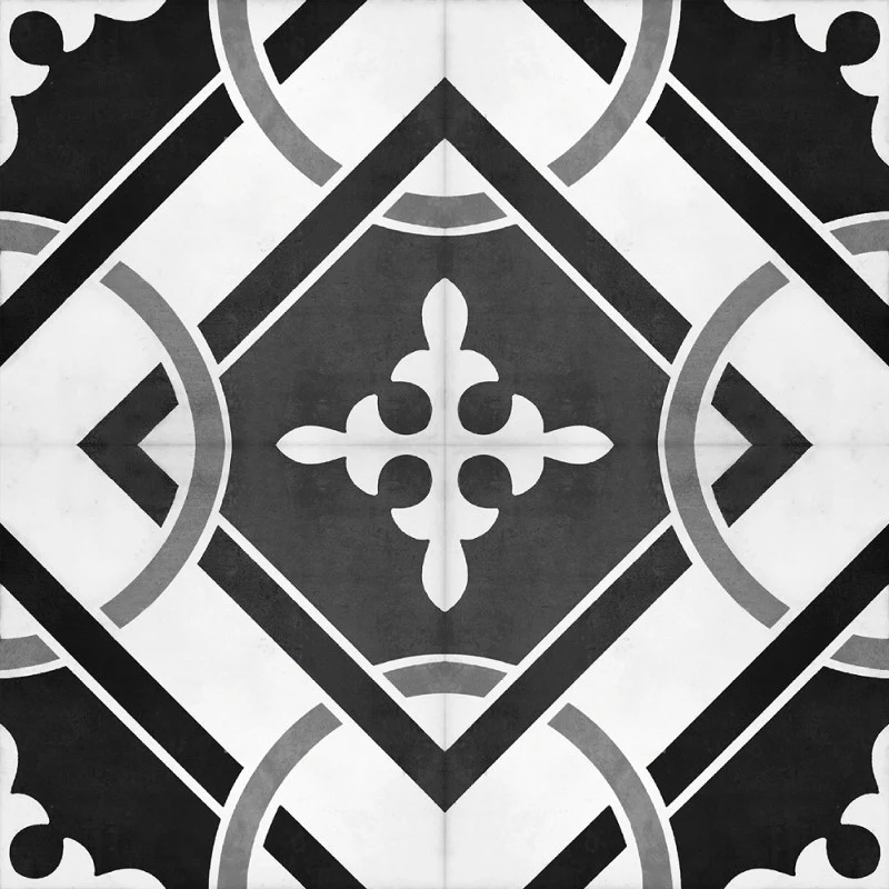 8-pk Isadora selvklebende fliser sort hvit mønster 40 x 40 cm - Image 9