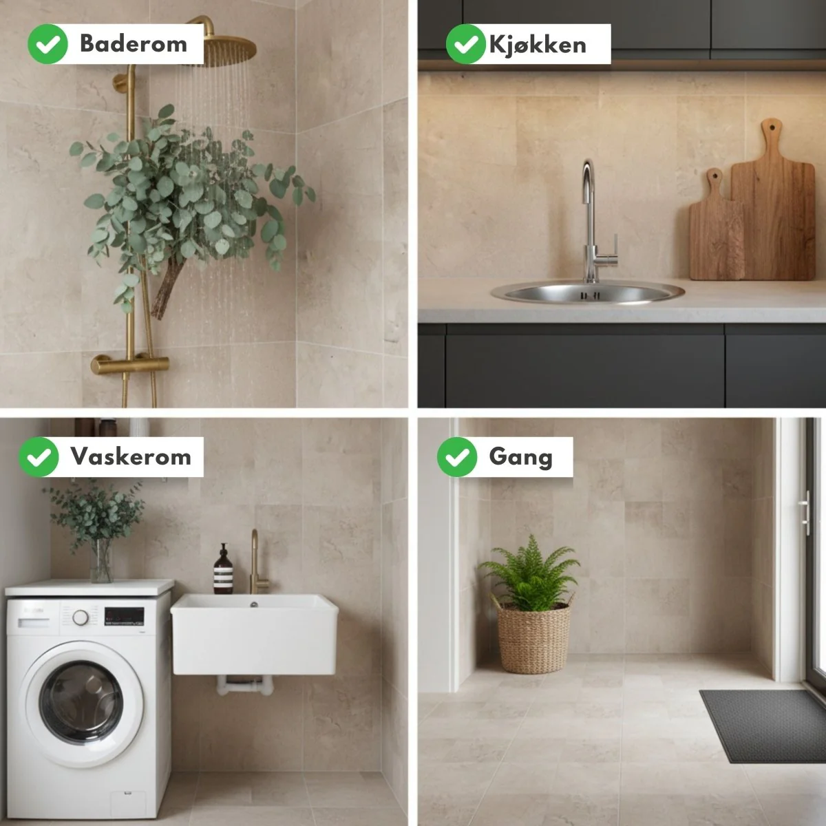 8-pk Amsterdam beige betonglook selvklebende fliser 40 x 40 cm - Image 4