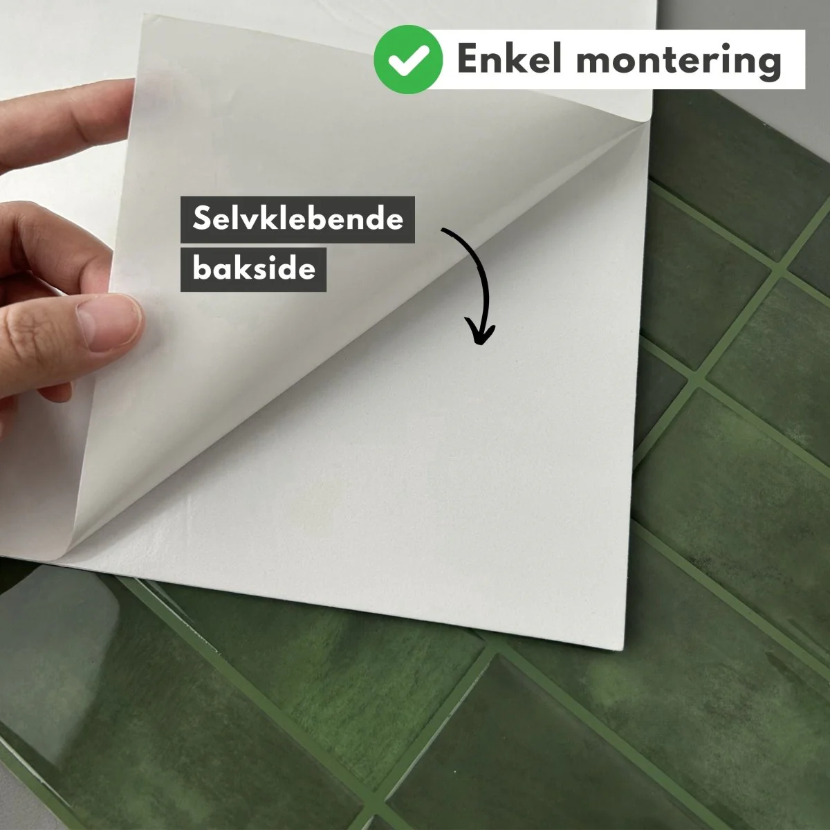 10-pk Adelina grønn selvklebende veggfliser - Image 9