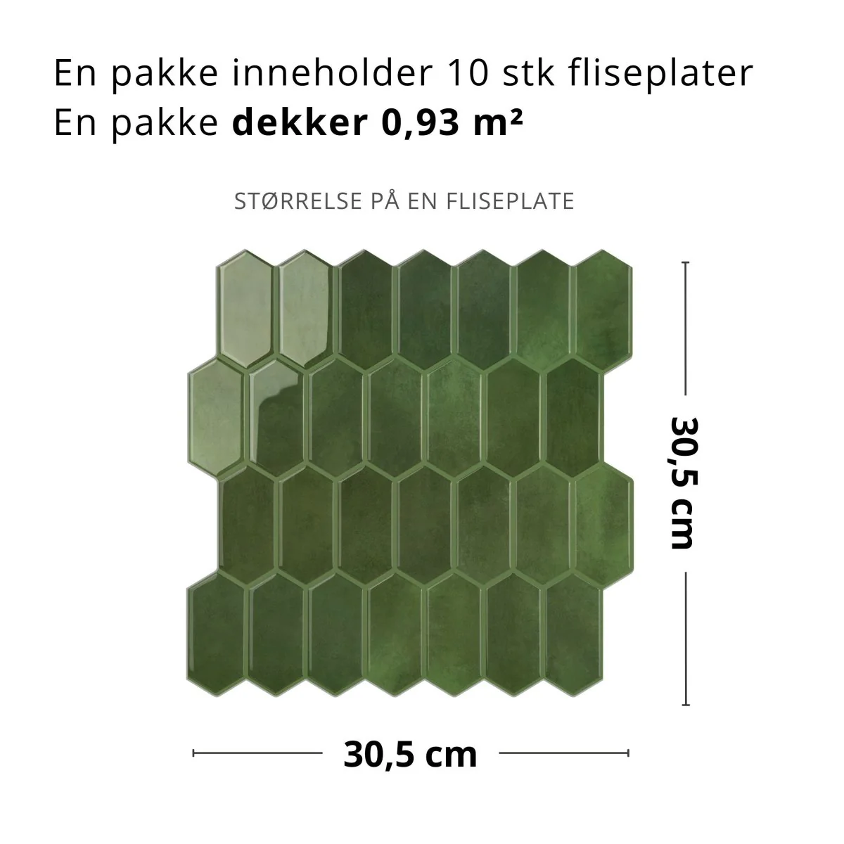 10-pk Alexandra grønn selvklebende veggfliser - Image 7