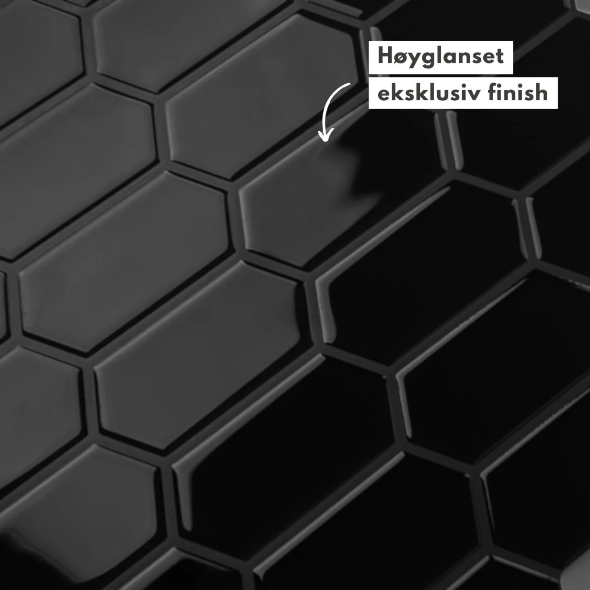 Vareprøve: Alexandra sort selvklebende veggfliser - Image 4