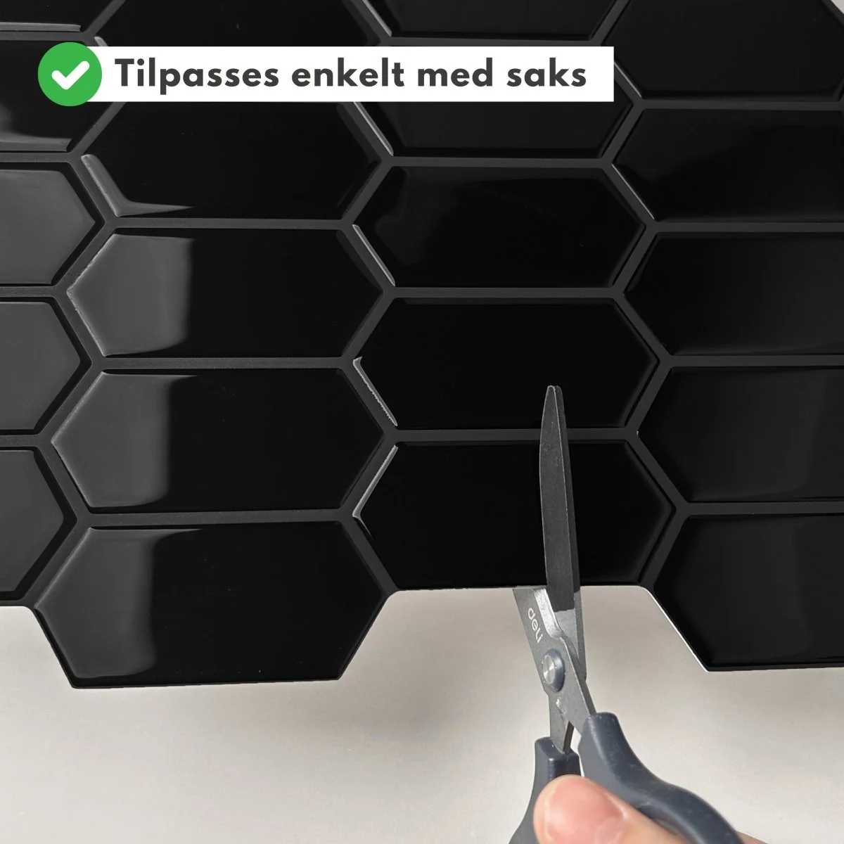 Vareprøve: Alexandra sort selvklebende veggfliser - Image 6
