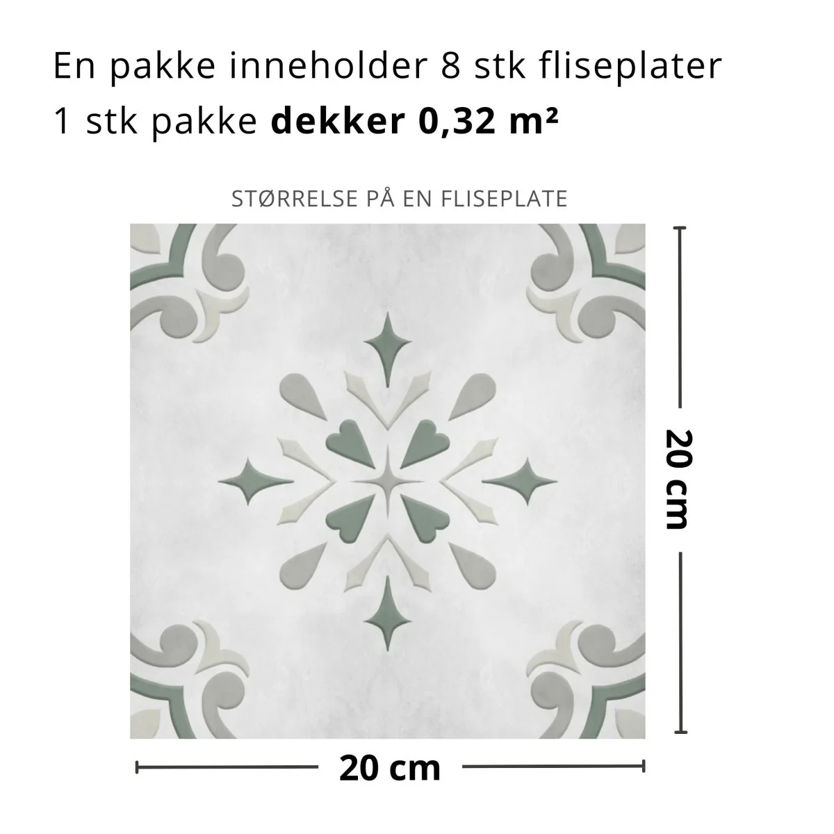 8-pk Amilia grønn selvklebende fliser - Image 3