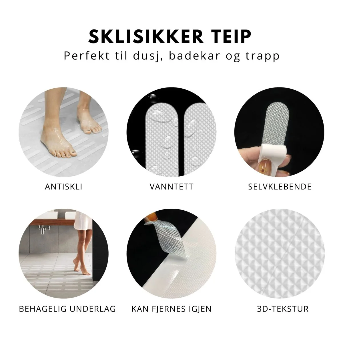 24-pk Selvklebende antiskli striper, gjennomsiktig - Image 2