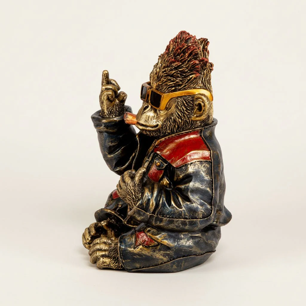 Rockeape figur antikkgull - Image 3