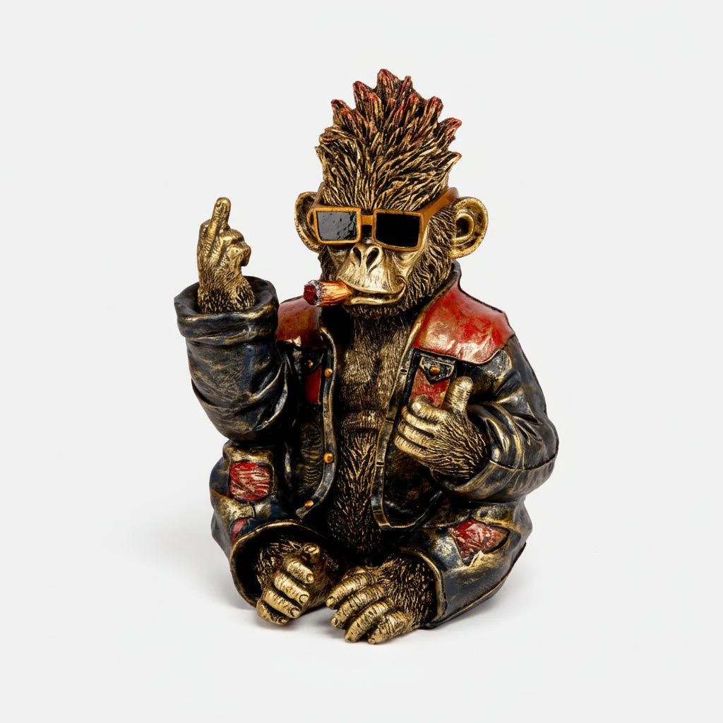 Rockeape figur antikkgull - Image 4