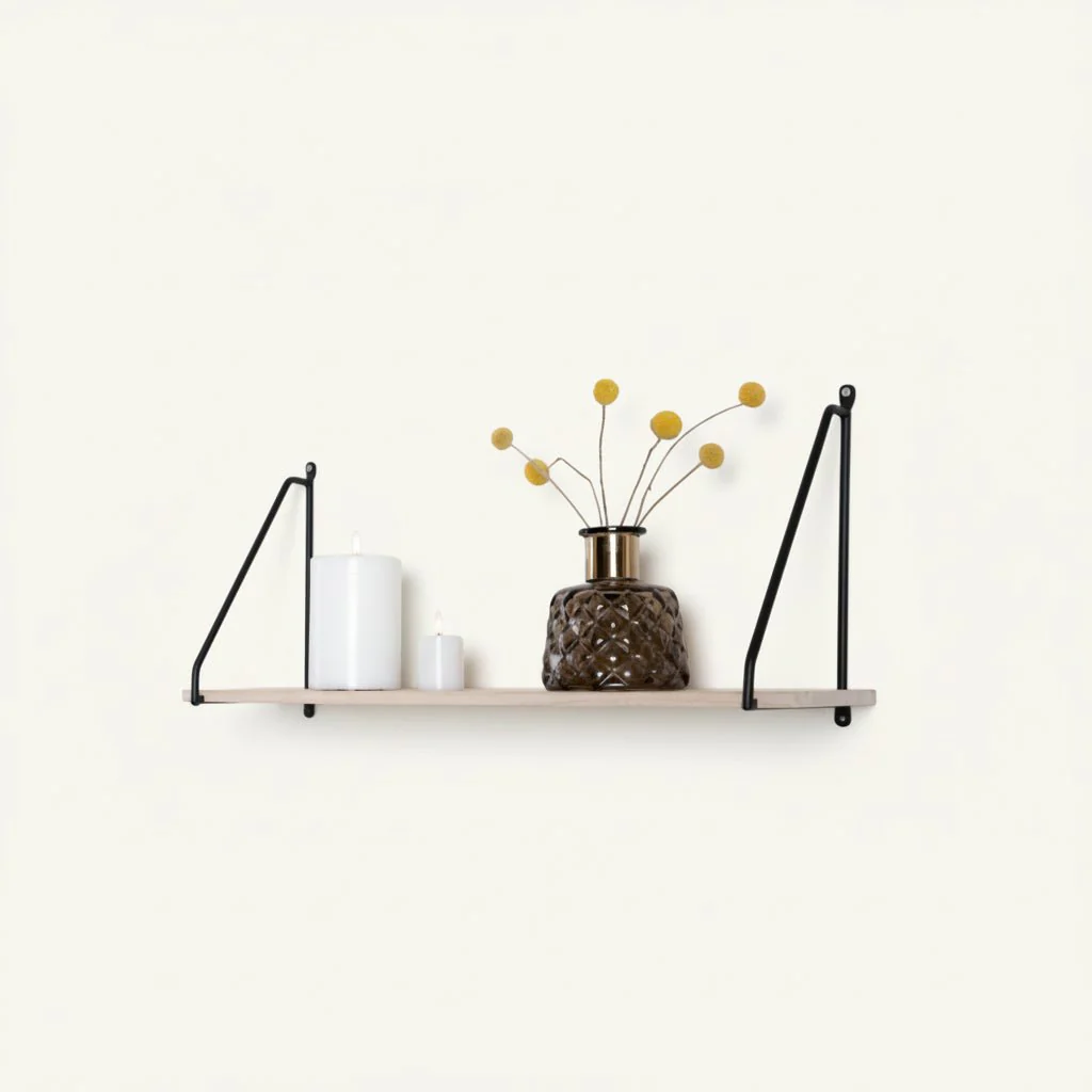 Arnhem vegghylle trehylle sort ramme 65 x 17 cm - Image 9