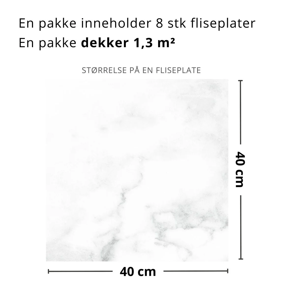 8-pk Athena hvit marmor selvklebende fliser - Image 5
