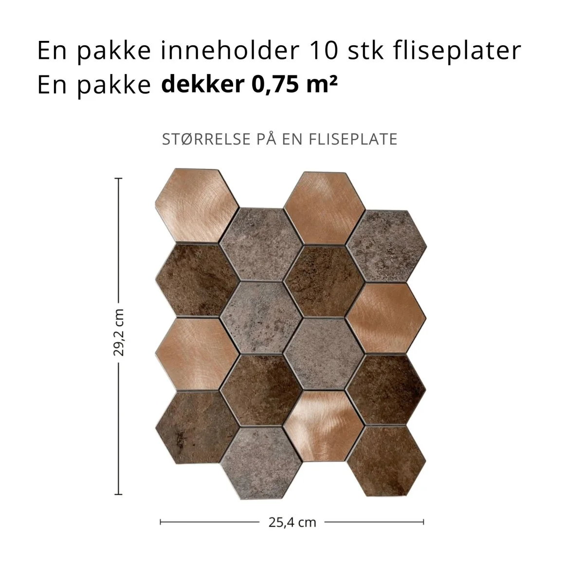 10-pk Bente hexagon selvklebende veggfliser - Image 3