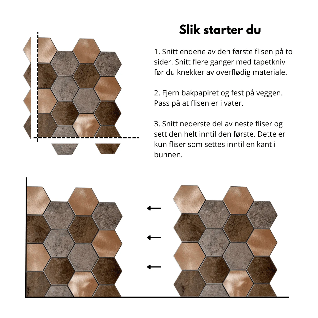 10-pk Bente hexagon selvklebende veggfliser - Image 7