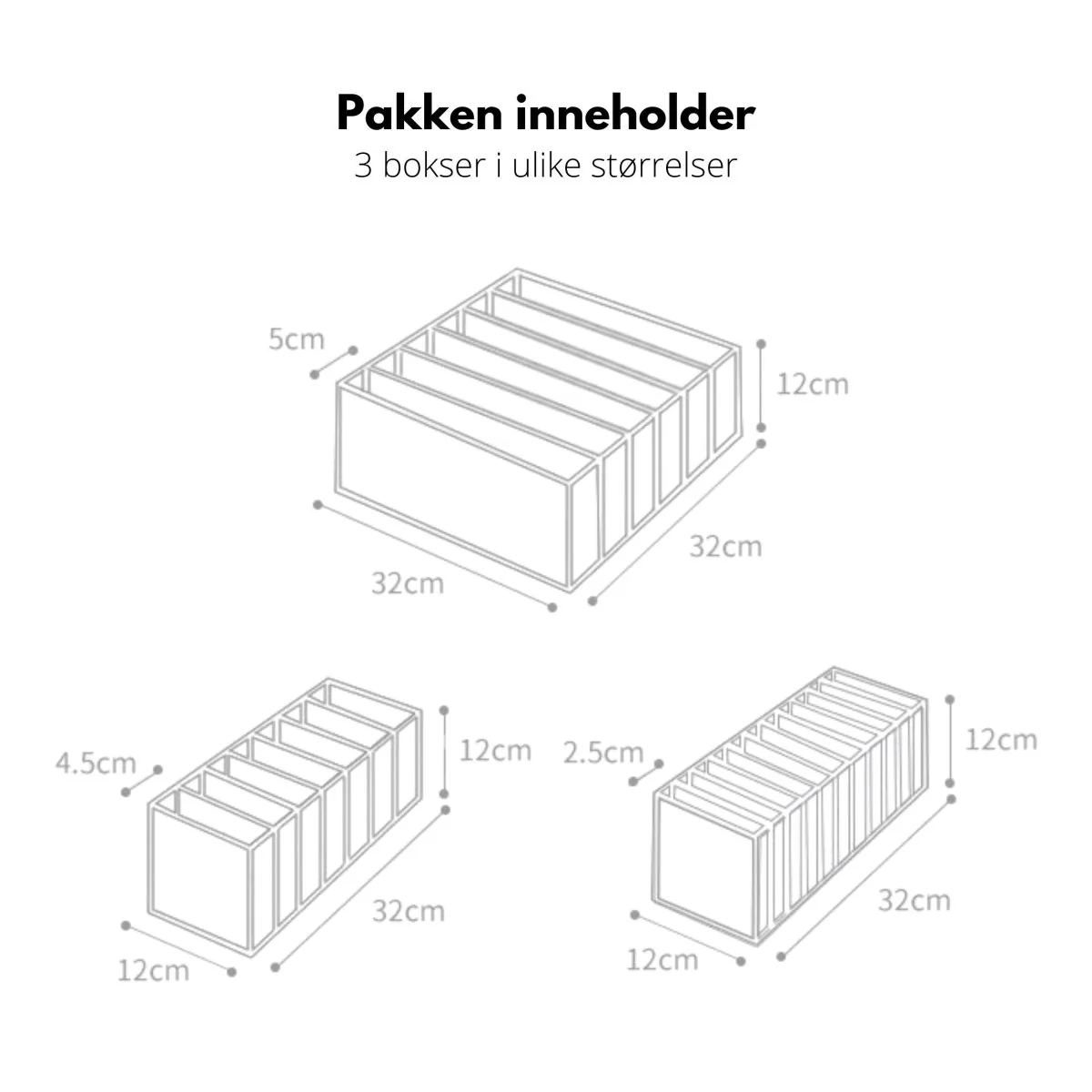 3-pk oppbevaringsbokser til garderobe - Image 3
