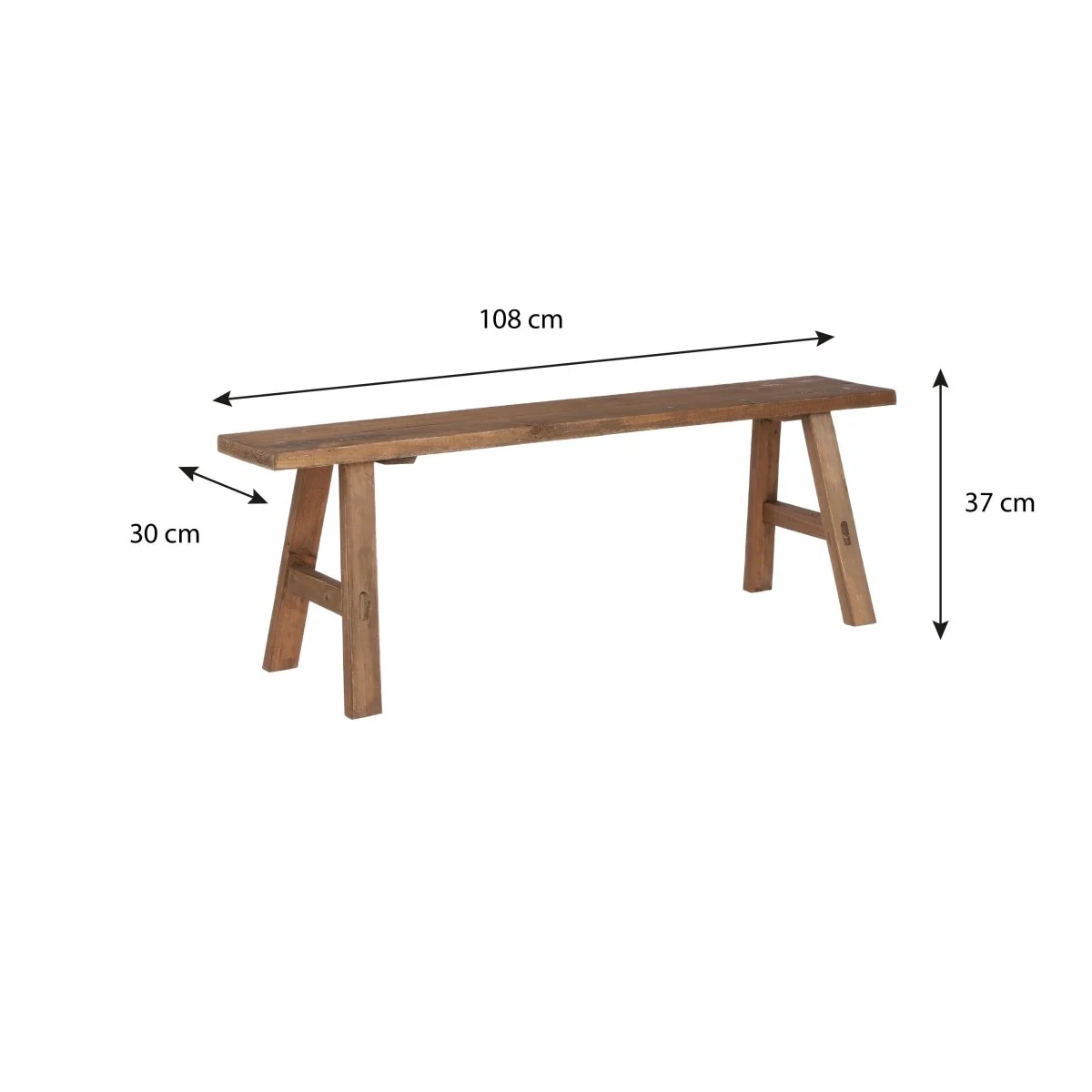 Bold benk stor i tre natur 108 cm - Image 4
