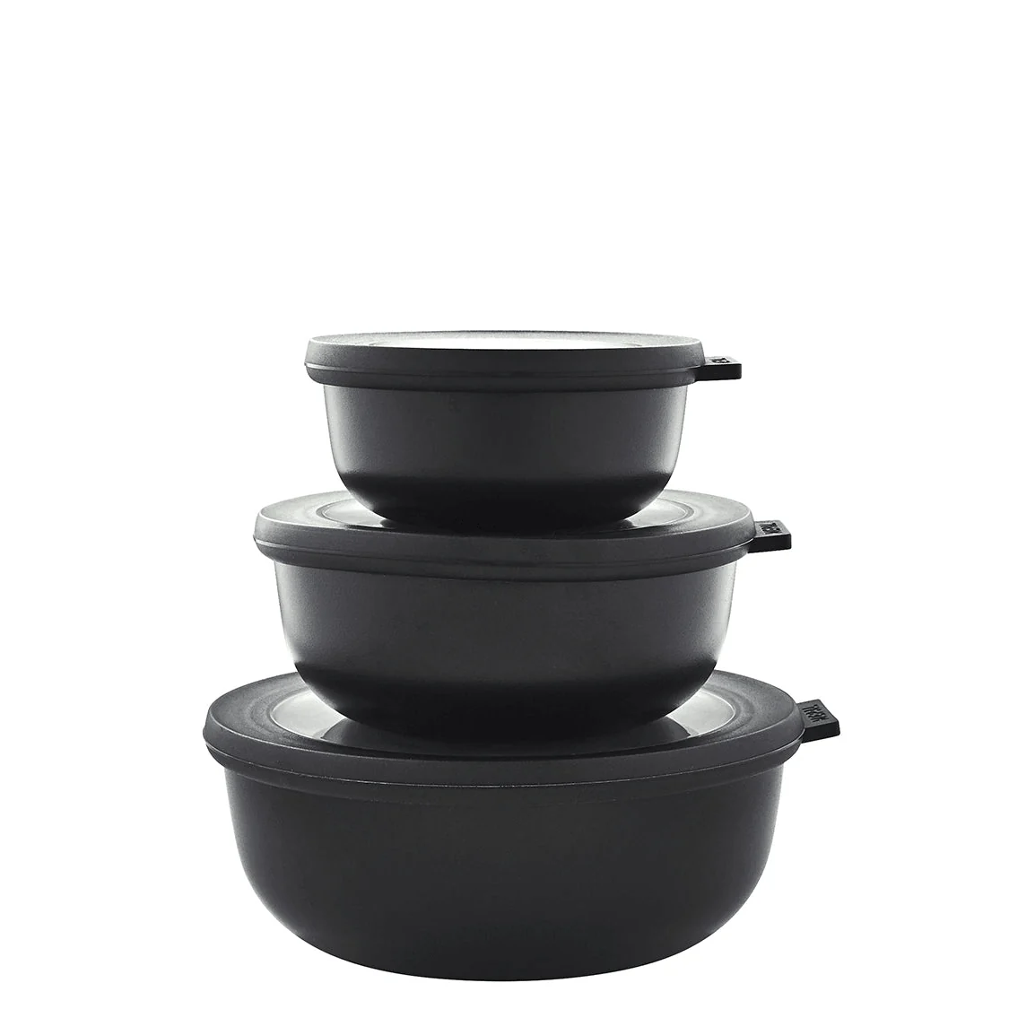3-pk bollesett lav med lokk sort