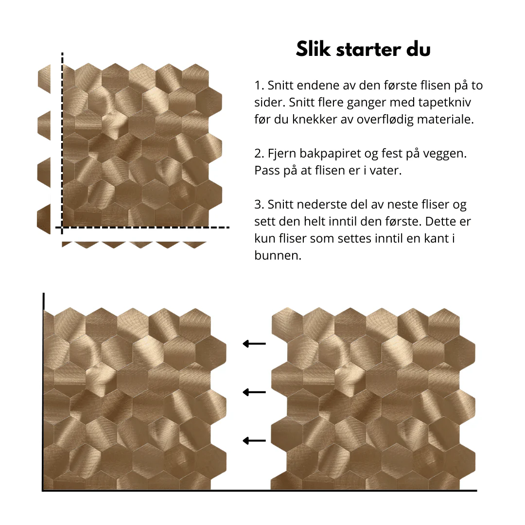 Børstet kobber medium selvklebende veggfliser - Image 5