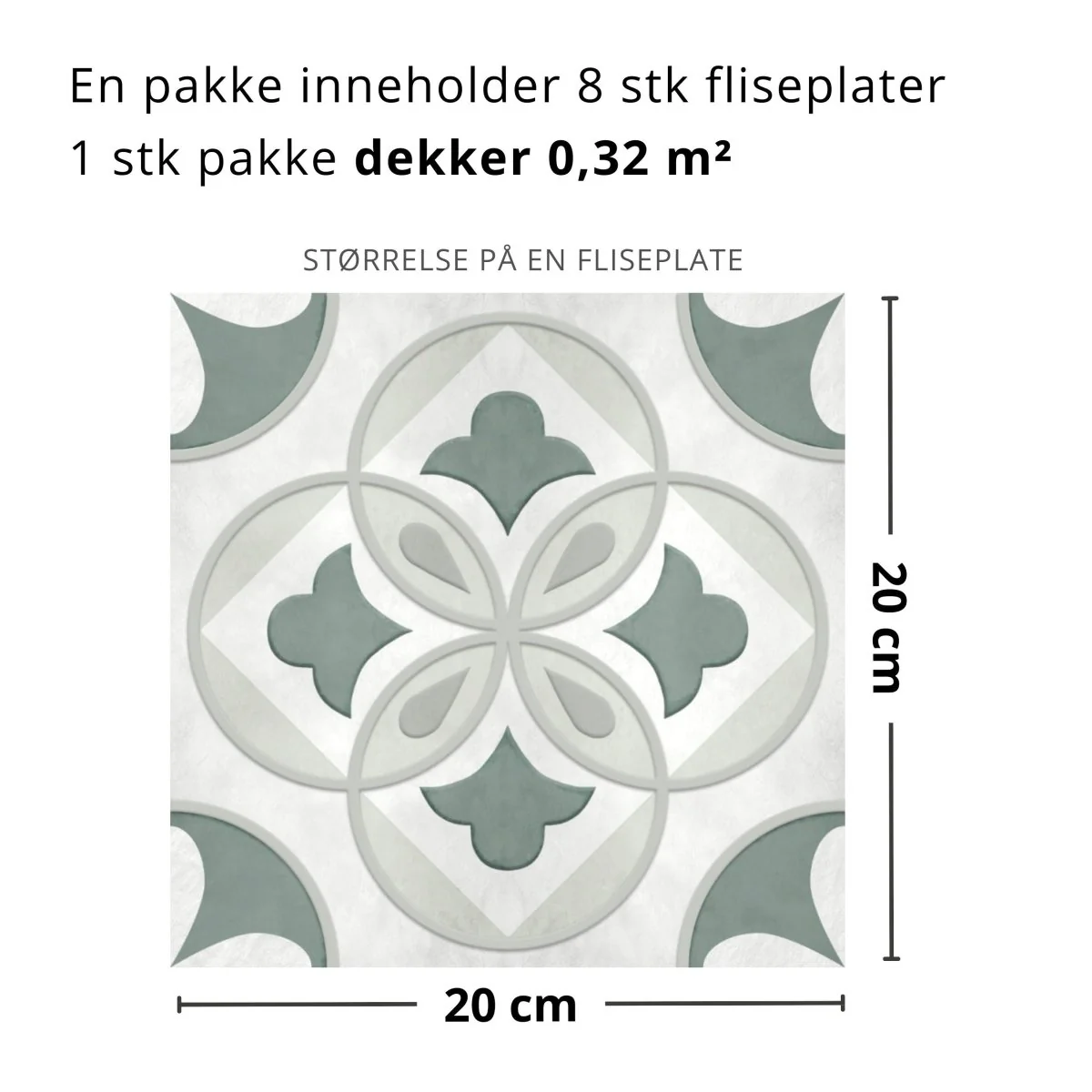 8-pk Clara grønn selvklebende fliser - Image 4