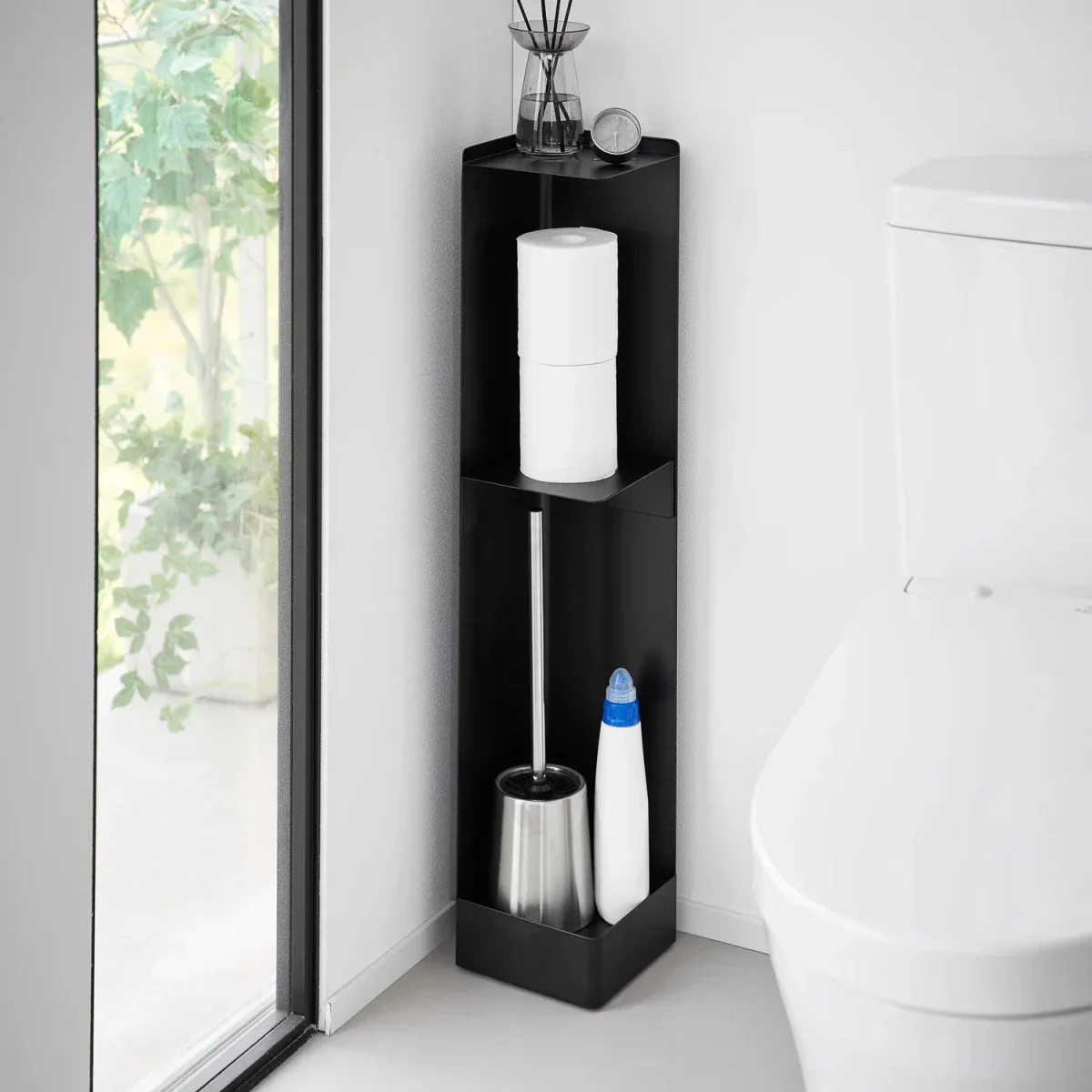 Diskré toalettpapirholder med hjul sort 80,5 cm - Image 2