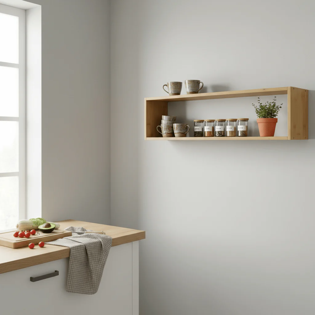 Ember vegghylle bambus natur 70 x 15 x 19,5 cm - Image 3