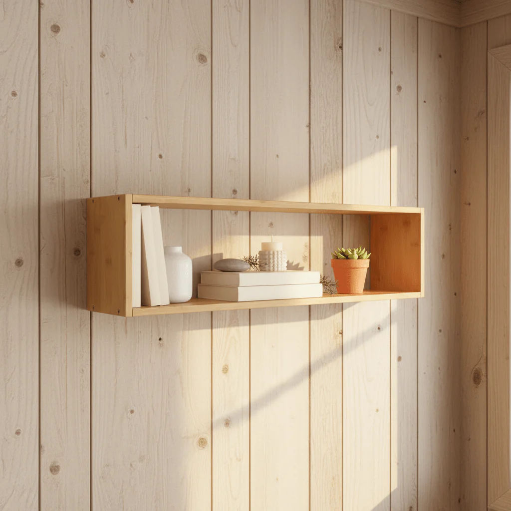 Ember vegghylle bambus natur 70 x 15 x 19,5 cm - Image 7