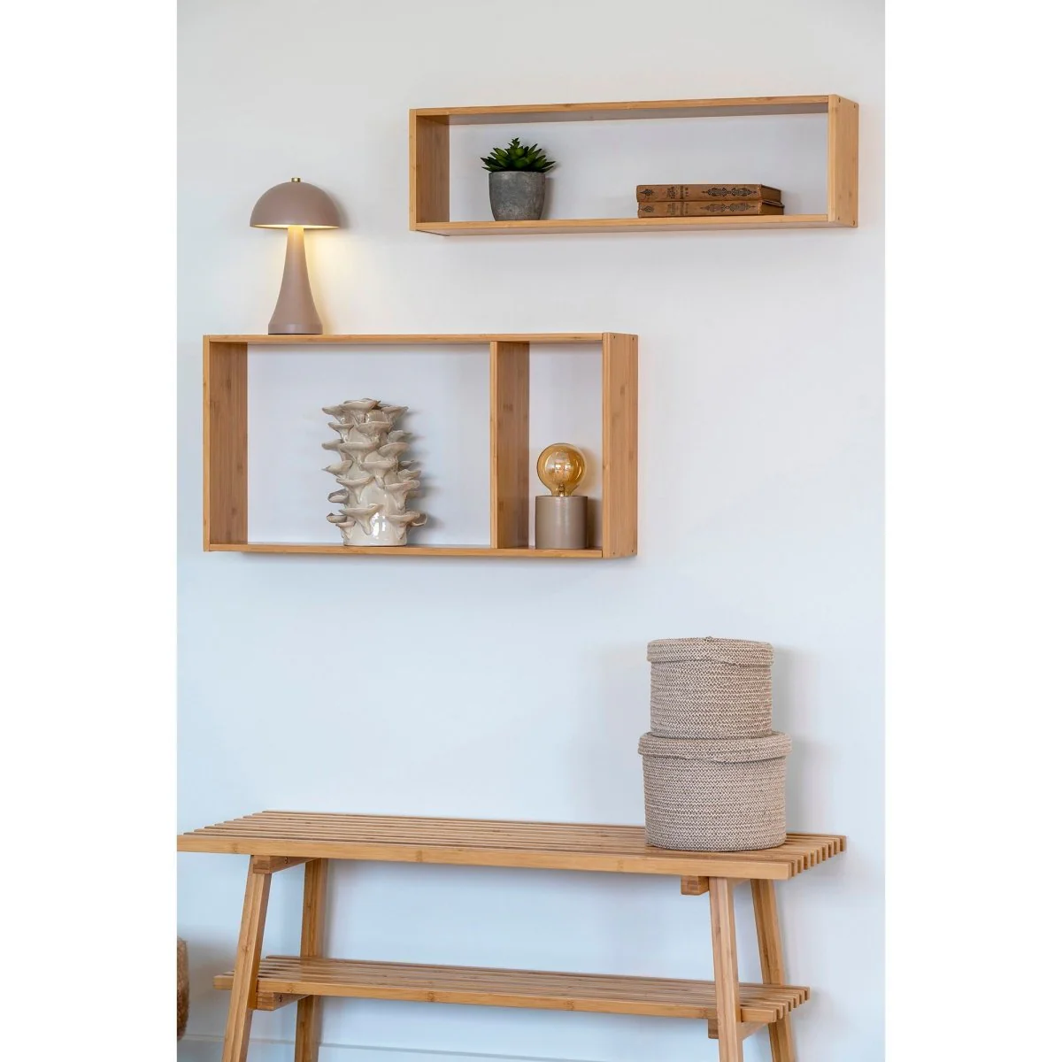 Ember vegghylle bambus natur 70 x 15 x 19,5 cm - Image 8