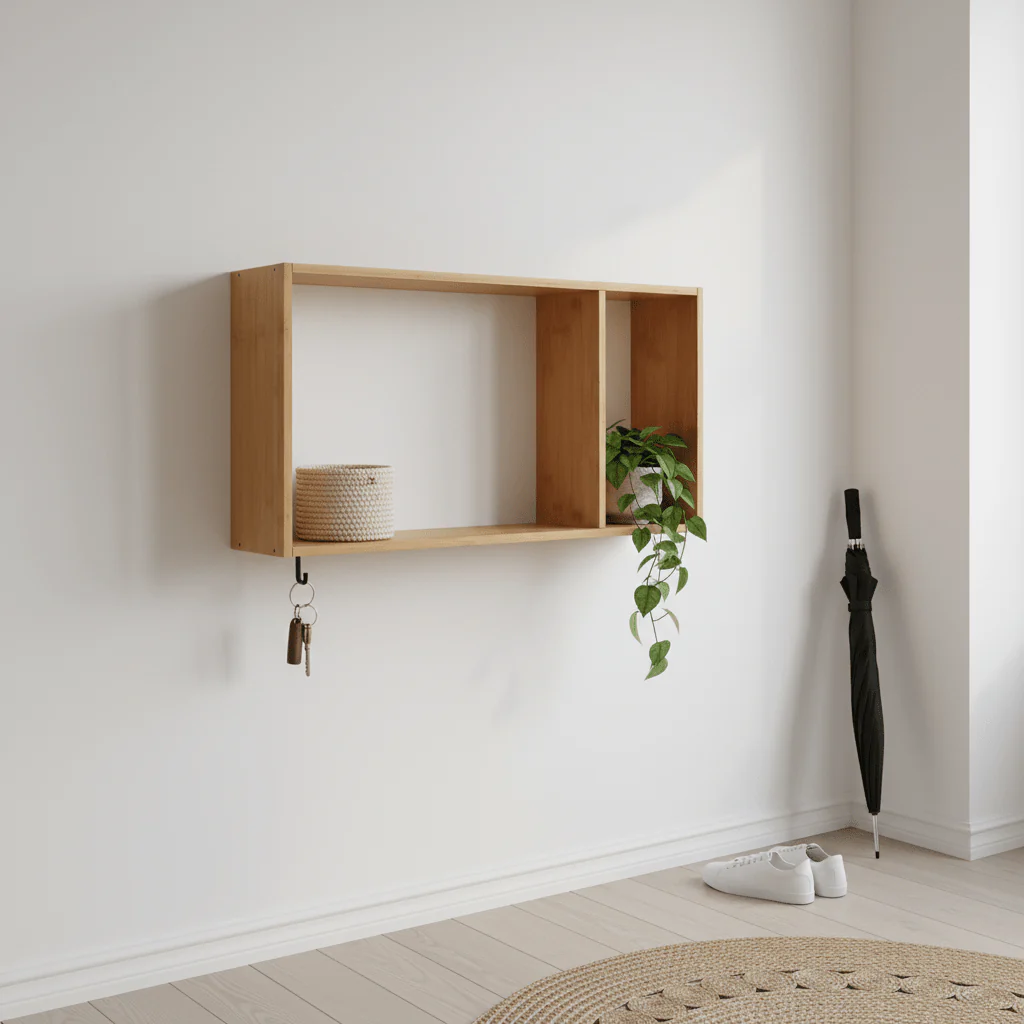 Ember vegghylle bambus natur 70 x 15 x 35,5 cm