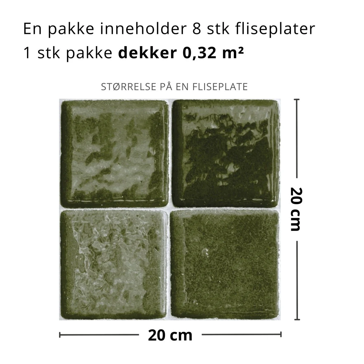 8-pk Ezra flaskegrønn selvklebende fliser - Image 2