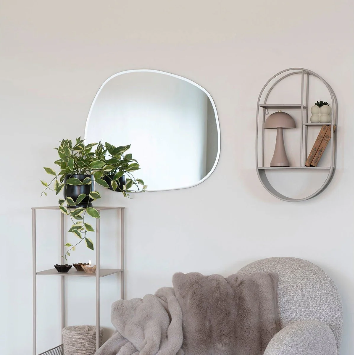 Feira vegghylle oval stål kjølig grå 35 x 15 x 60 cm - Image 3