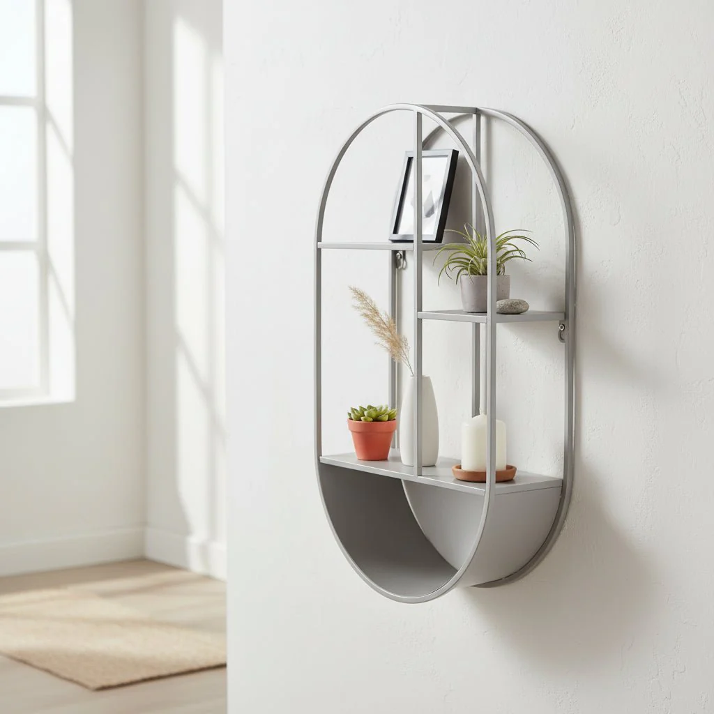 Feira vegghylle oval stål kjølig grå 35 x 15 x 60 cm - Image 5
