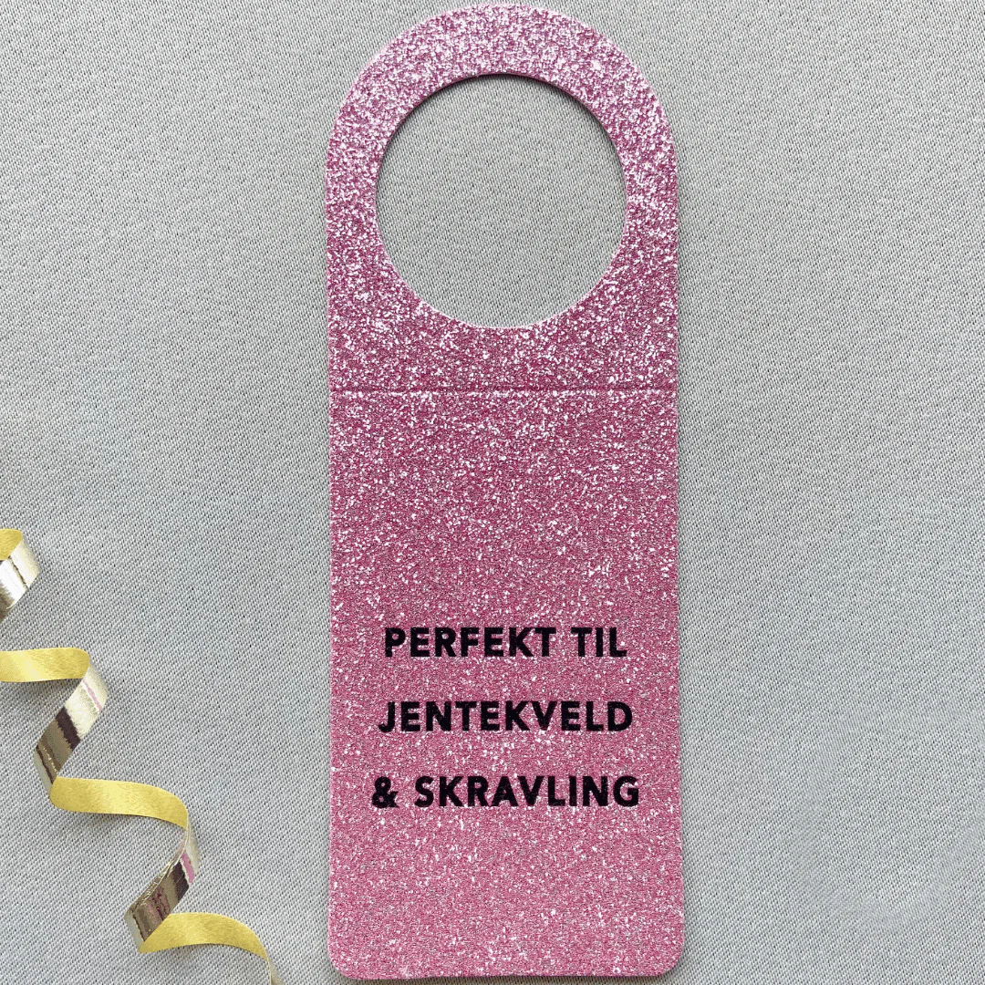 Flaskekort "Jentekveld", rosa glitter - Image 2