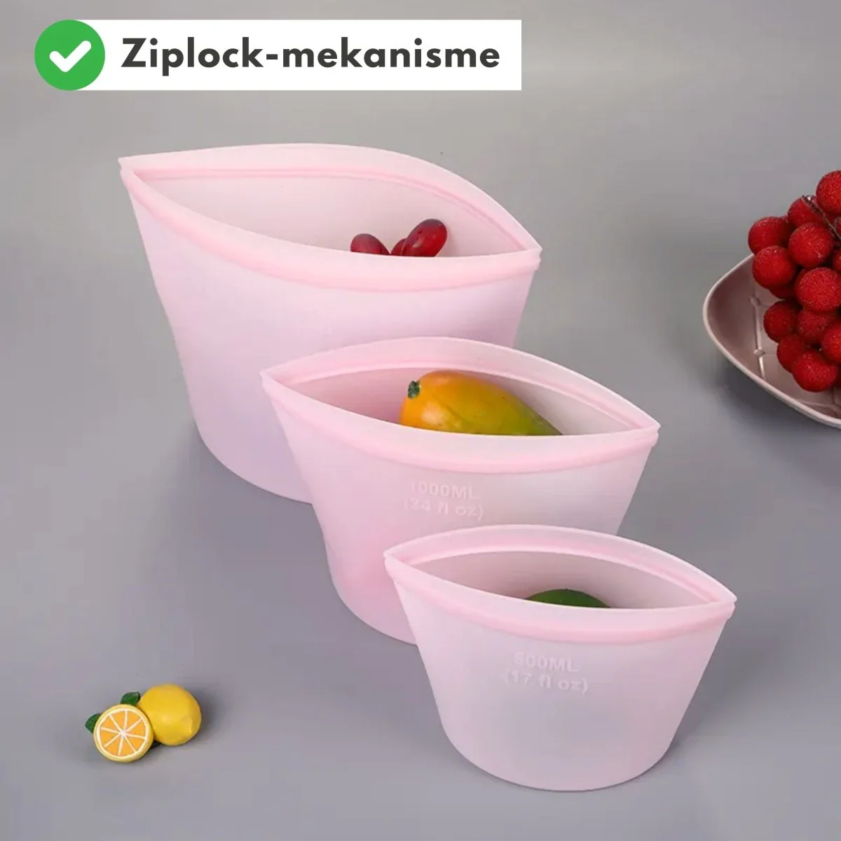 3-pk Gjenbrukbare oppbevaringsposer til mat - Image 4