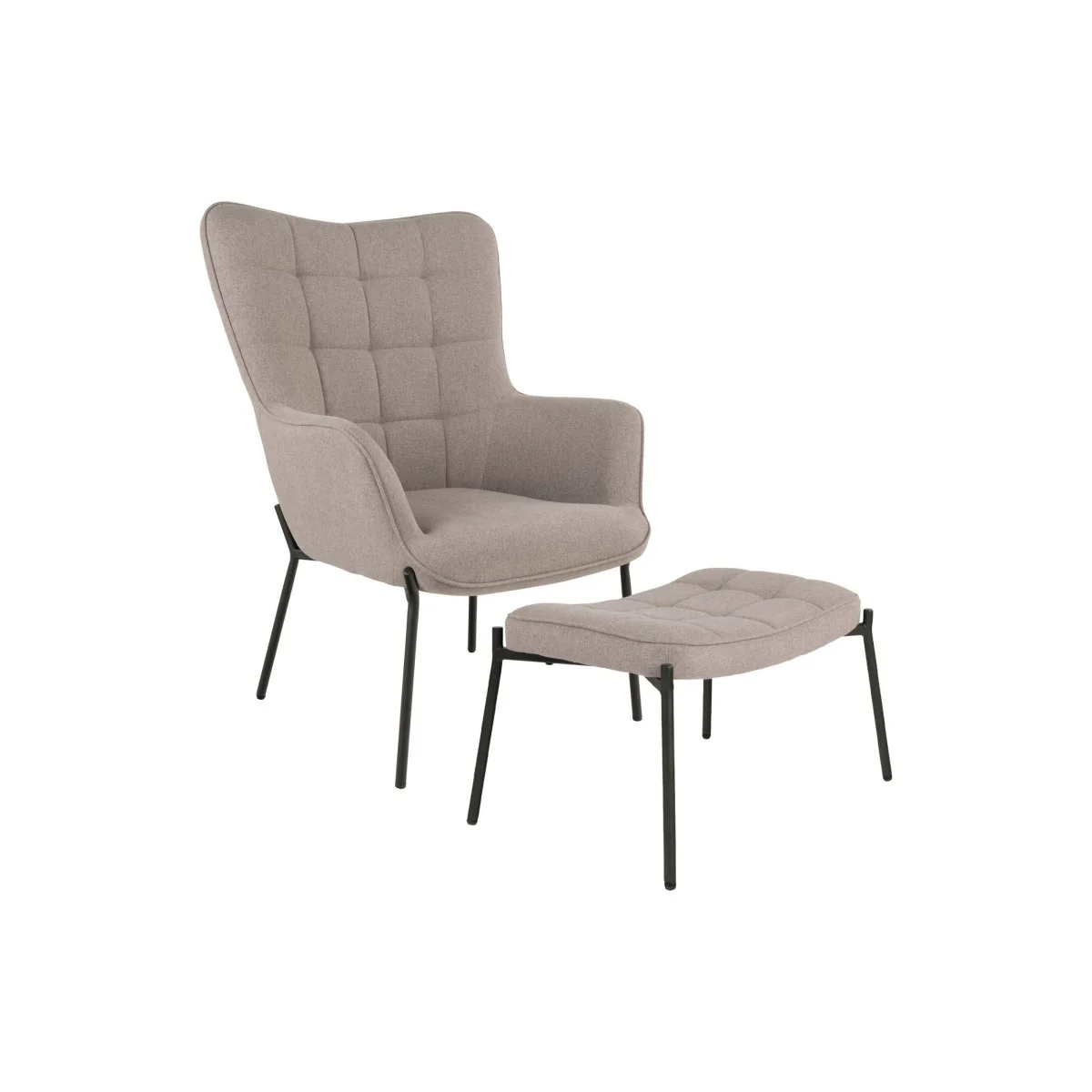 Glasglow sett lounge stol og puff grå