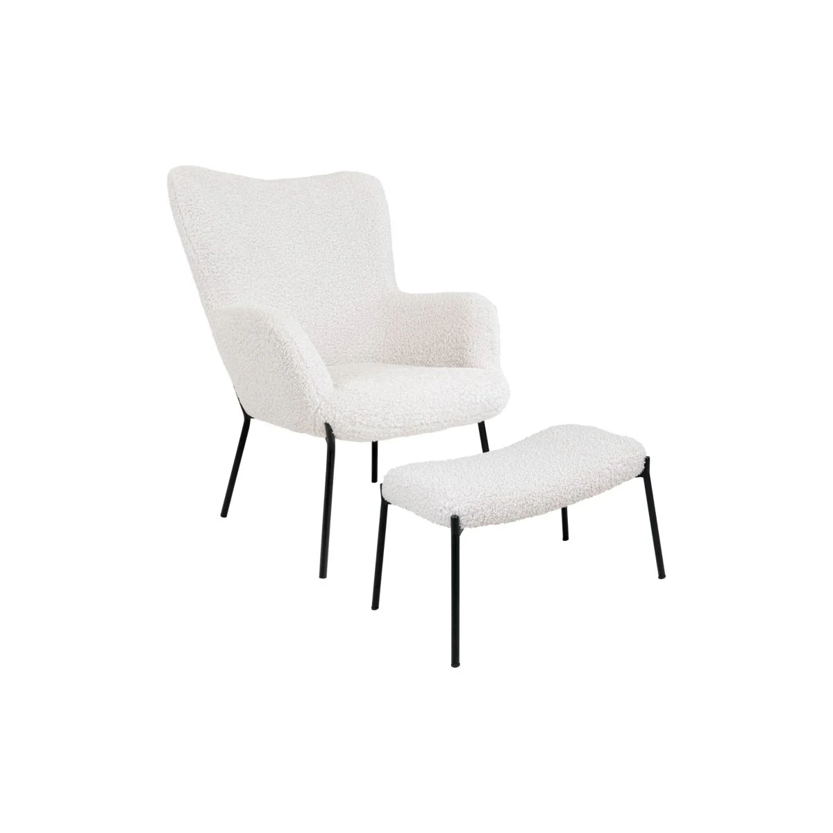 Glasglow sett lounge stol og puff hvit - Image 8