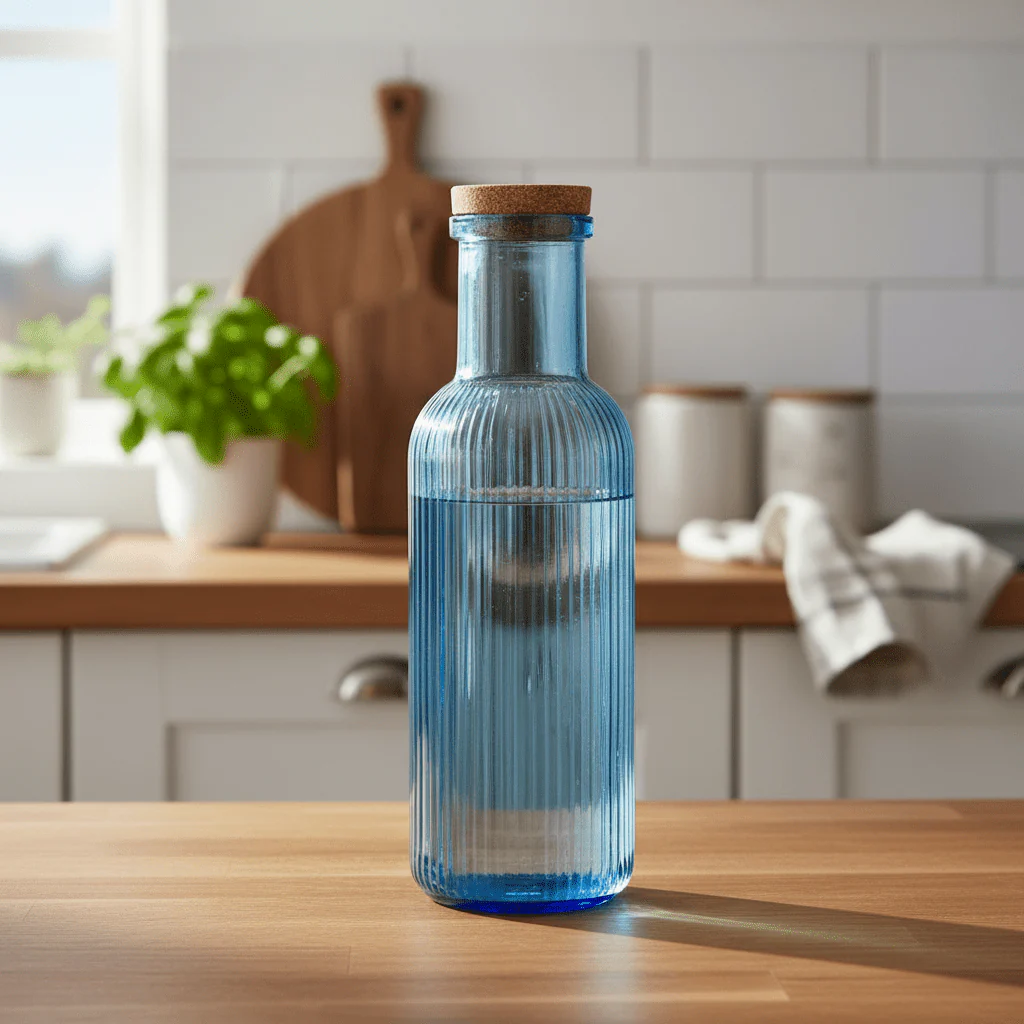 Glassflaske blå 1 Liter 28 cm - Image 3